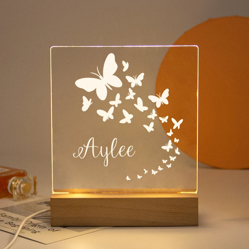Drop Shipping Personalized Nightlight USB LED Customized Name 3D Lamp Decoration Bedroom Toys Birthday For Baby Children Gift